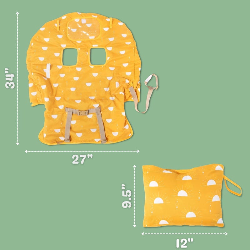 Delfin 2-in-1 Baby Shopping Cart & High Chair Cover – Water-Resistant Padded Grocery Cart Seat Liner with Phone Pouch, Toy Loops & 360° Protection – Anti-Slip, Foldable, Travel Friendly Gender-Neutral Yellow - Image 4